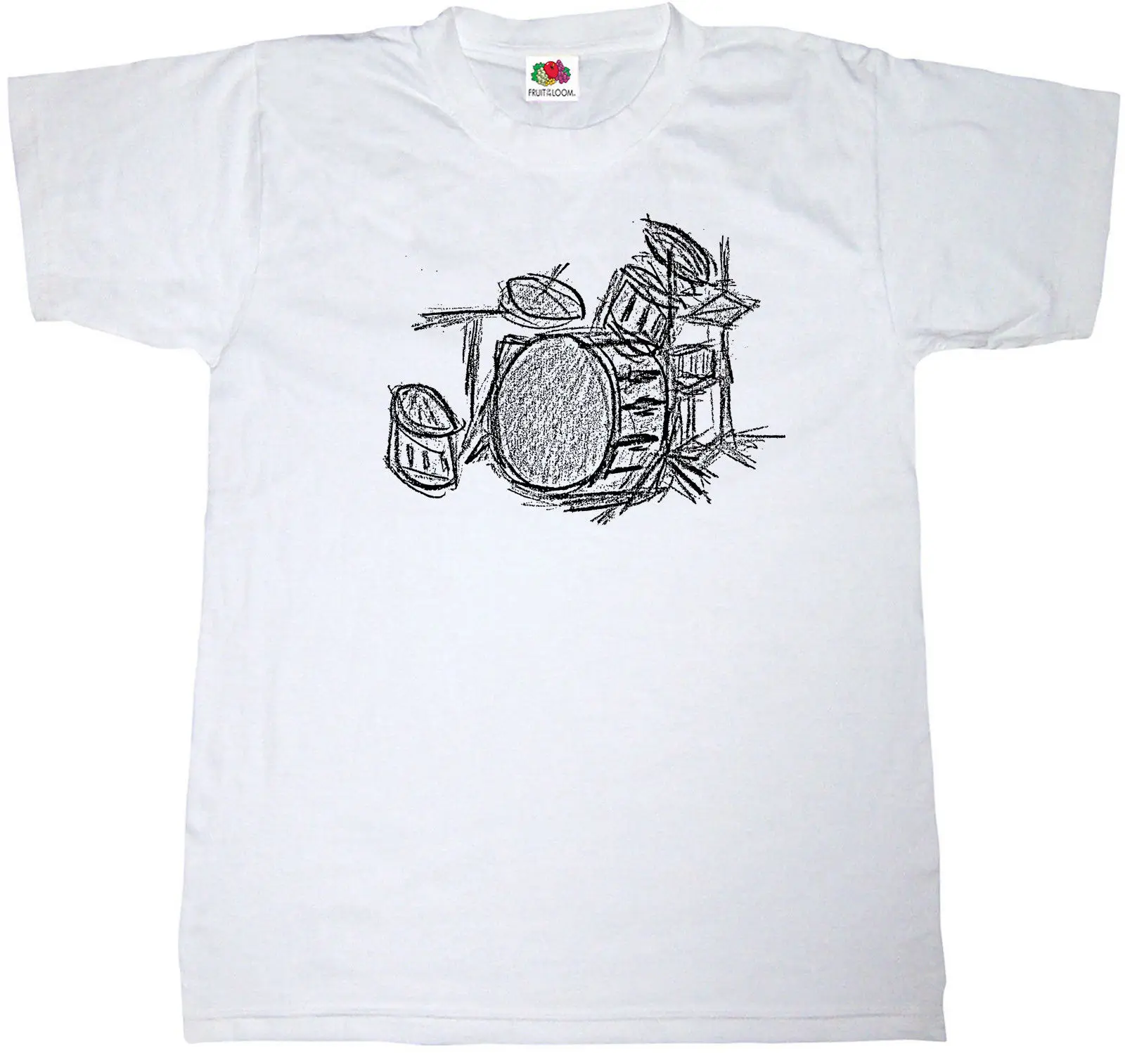 DRUM KIT T-SHIRT 100% COTTON MUSIC DRUMMER HEAVY ROCK METAL SKETCH ART T SHIRT New Tops 2018 Print Letters Men T-Shirt | Мужская одежда