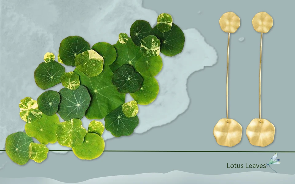 Lotus Fun 18k Золотые листья лотоса висячие серьги Настоящее серебро 925 проба Натуральный ручной работы дизайнерские ювелирные изделия для женщин Bijoux