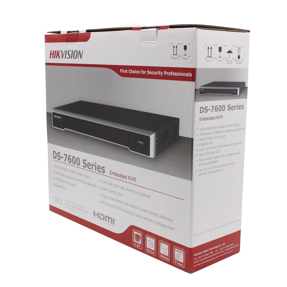 Hikvision H.265 4K NVR 16CH DS-7616NI-I2/16 P Профессиональный POE NVR для системы видеонаблюдения, HDMI штепсельный разъем VGA& Play NVR