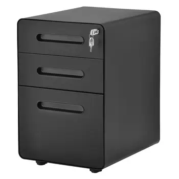 

Office container stainless steel cabinet, roll container with lock, 3 abshcließbare drawer, 4 360-grad-schwenkrollen, preassembled