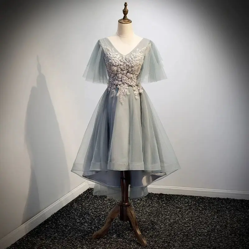 As picture Короткие платья для выпускного вечера Robe De Soiree короткие спереди и Длинные Сзади изящные вечерние платья свадебное платье для гостей - Цвет: As picture