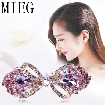 

MIEG 2020 Fashion Bow/Peacock/Candy Design Colorful Crystal Rhinestone Hair Clip For Women Barrette Headwear Hair Accessories
