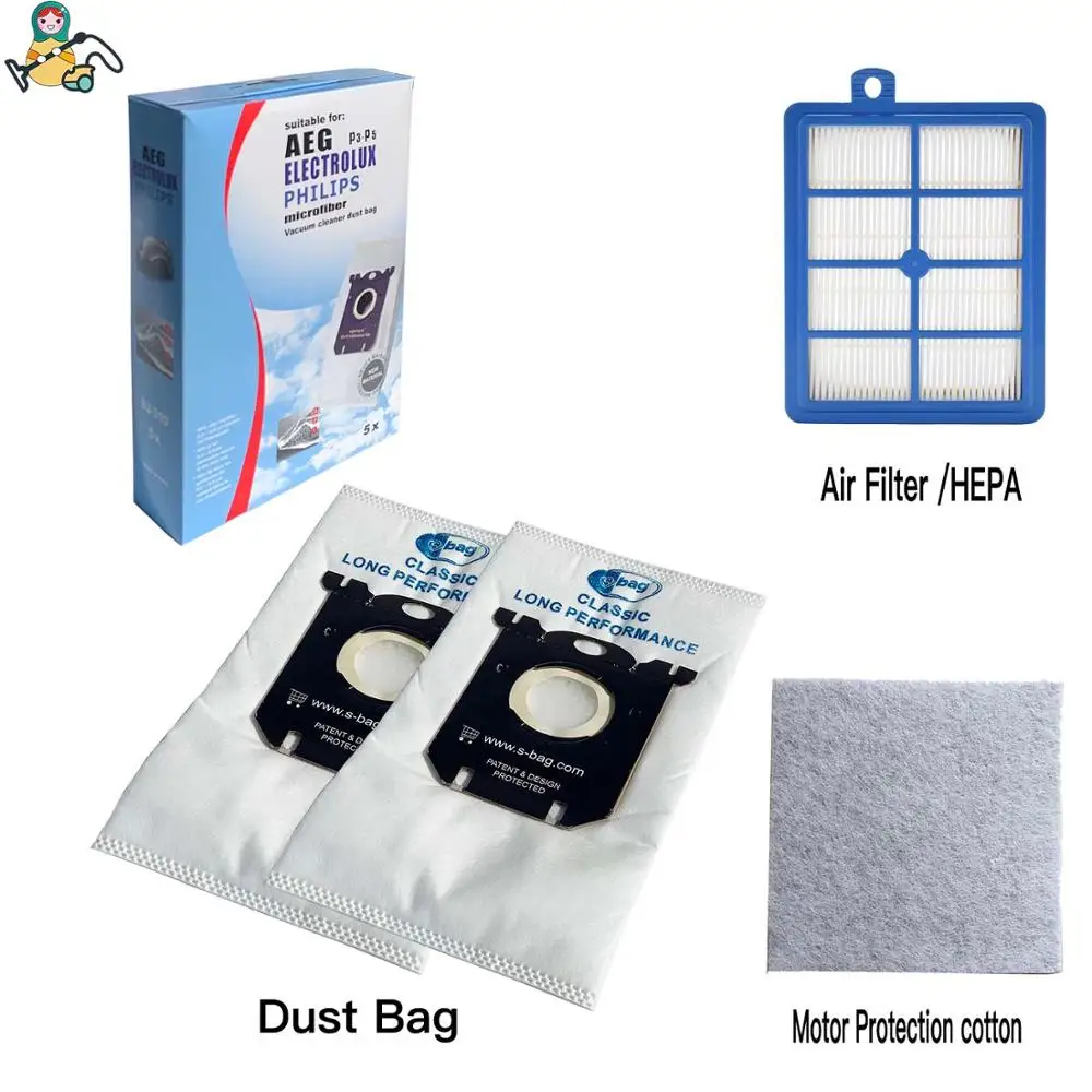 Replacement Dust Bags H12 HEPA Filters S Bag for Philips FC9150 FC9174