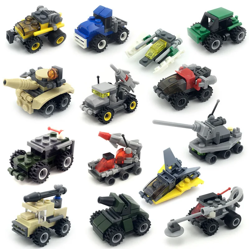 

Technic Blocks Army Military Car Tank Transportation Cars Set Mini Creator Model Building Block DIY Educational Toy for Children