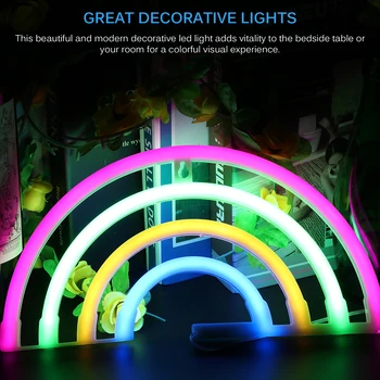 

Cute LED Night Light Rainbow Neon Signboard Christmas Decorations Home, Neon Girl Gift Christmas Rainbow LED Night Light