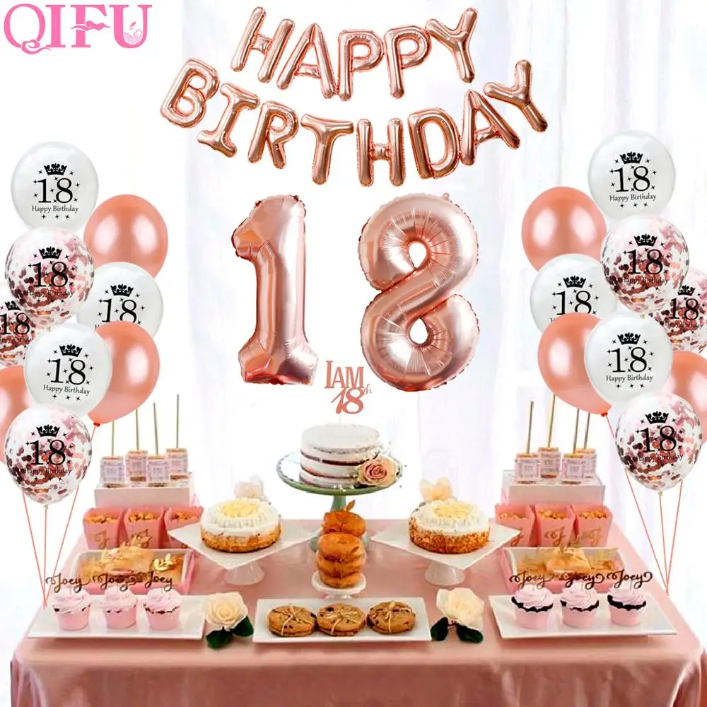 QIFU сладкий 16 розовое золото вечерние украшения стола с днем рождения украшения дети взрослые 18-ые сувениры для вечеринки ко дню рождения поставки