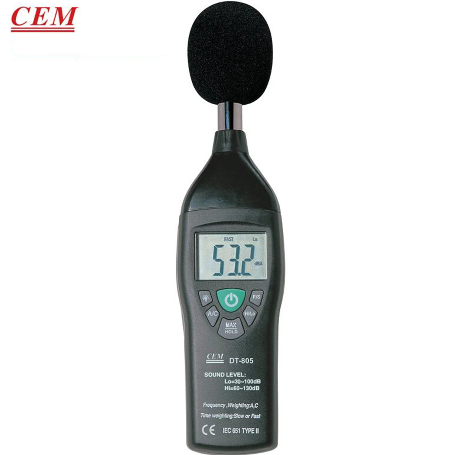 

CEM DT-805 Sound Level Meter Volume Noise Db Test The Decibel Meter 30--130db,Data Reading Hold,Noisemeter,New.