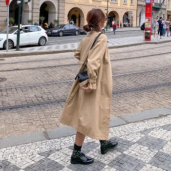 

Women's Windbreaker Mid-length Long Section Spring New Loose British Style Windy Temperament Women Trench Coat Plus Size