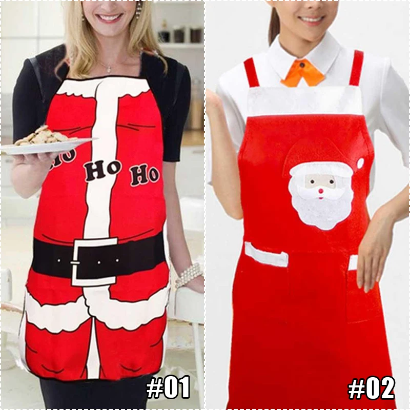 Xmas Apron 50x70cm Funny Kitchenware Santa Dacron Adult Black Decoration Party Cook Restaurant Waiters Christmas