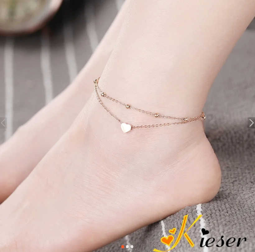 

Double Layer Peach Heart Feet Pendant Women's Fresh Heart Shape LOVE round Beads Feet Pendant Double Layer Beach Pendant Feet Pe