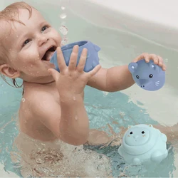 Hochet à bille sensorielle Montessori pour bébé de 0 à 12 mois, jouet de bain en caoutchouc souple à empiler, cadeau de salle de bain, 13 à 24 mois 