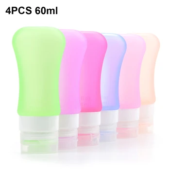 

4pcs Lotion Containers Squeezy Dispenser Soft Silicone Mini Portable Travel Bottle Compact Empty Leakproof Organizer Refillable