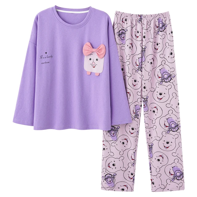 Disney Cartoon Snow White Dwarf Long Pajamas Set Lady Autumn Winter Cotton Long Sleeve Trousers Suit Printing Kawaii Pyjamas Set 3520
