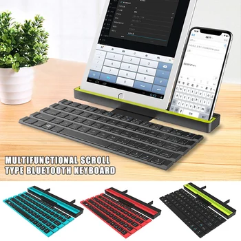 

Foldable Wireless Rollable Bluetooth Keyboard with Holder Universal for PC Tablet Smart Phones @M23