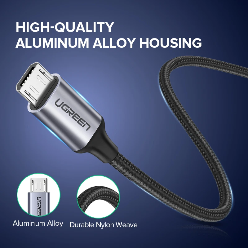 Ugreen Micro USB Cable 2.4A Nylon Fast Charge USB Data Cable for Samsung Xiaomi LG Tablet Android Mobile Phone USB Charging Cord Ugreen Micro USB Cable 2.4A Nylon Fast Charge USB Data Cable for Samsung Xiaomi LG Tablet Android Mobile Phone USB Charging Cord