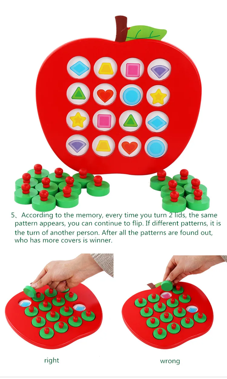 Apple Memory Matching Chess Games Wooden Toy Kids Puzzle Montessori Edycation Learning Toys Apple Memory Matching Chess Games Wooden Toy Kids Puzzle Montessori Edycation Learning Toys