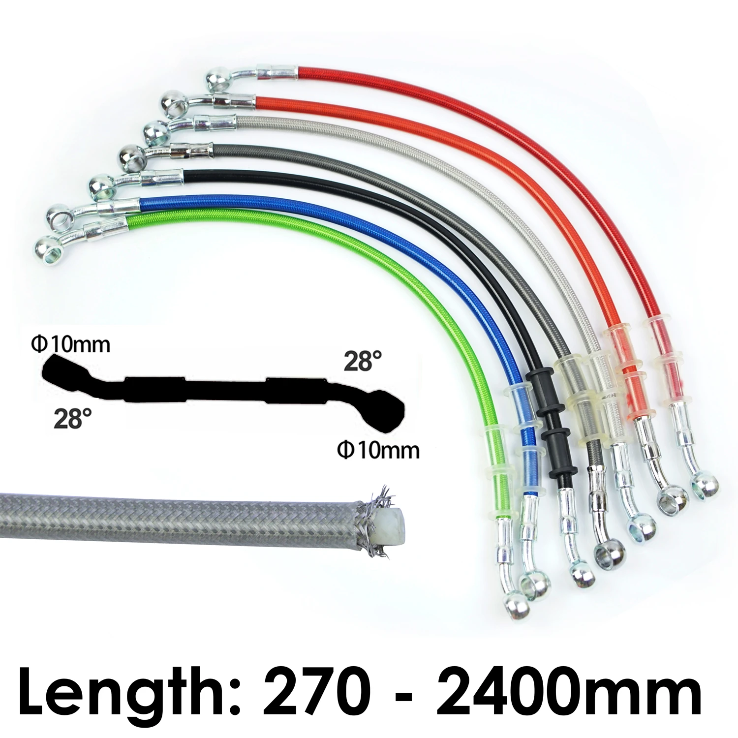 

Motorcycle Braided Oil Hose Reinforce Brake Tubing Fuel Pipe Line 270 To 2400mm for Honda DIO CBR 600 F4 2005 RE Shadow MSX 125