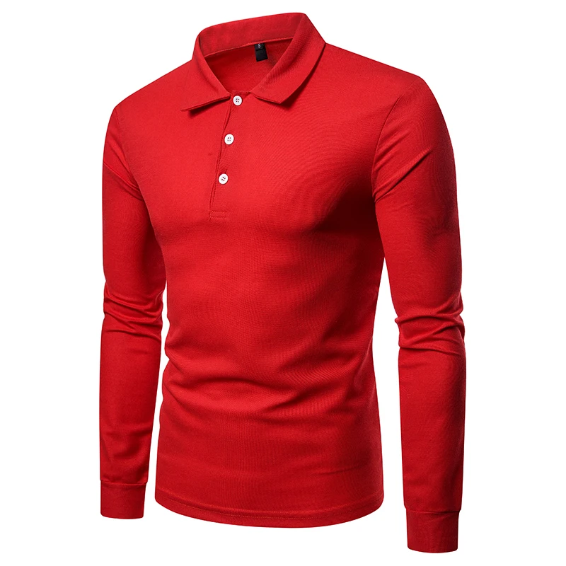 Summer Thin Men's Solid Color Long Sleeve Large lapel POLO