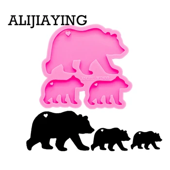 

DY0274 Smooth art designbrass Mother bear/baby molds craft epoxy resin mould DIY family silicone mold for Keychain jewelry