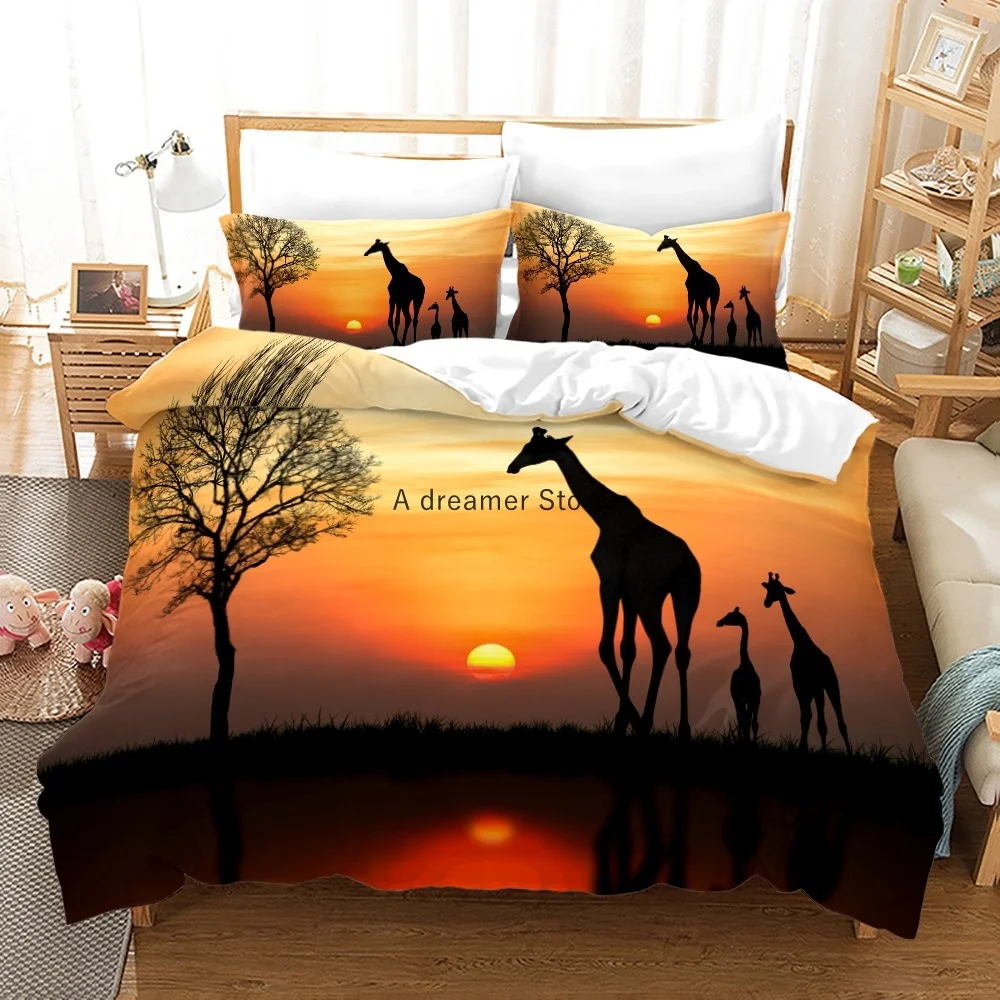 African Animals Giraffe Sunset Bedding Set 3D Duvet Cover Set Bedspread For Boys Girls Kids Home Textiles Microfiber Bedspread African Animals Giraffe Sunset Bedding Set 3D Duvet Cover Set Bedspread For Boys Girls Kids Home Textiles Microfiber Bedspread