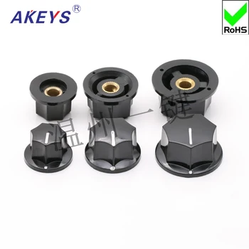 

3pcs KN-B01/B02/B03 Volume Regulating Potentiometer Knob Bakelite Axis Selection Switch Cap Inner Hole 6mm Copper Core