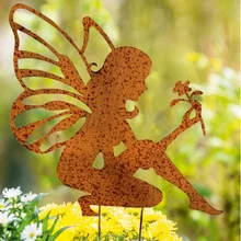 Европейский стиль Железный винтажный садовый заглушка ржавчина Ретро цветок Фея Ангел цветок заглушка