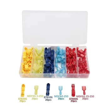 

60 Pairs Assorted T-Tap Wire Connectors Quick Slide Disconnect Self Stripping Electrical Wire Terminals