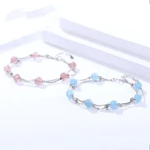 S925 стерлингового серебра ручной орнамент hanbensen двойной слой Клубника Кристалл Хайнань кристалл браслет