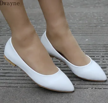 

Europe and America Pointed Flat Single Shoes Fashion Casual Shoes Large Size Womens Shoes Simple Comfort White Wedding Shoes 43