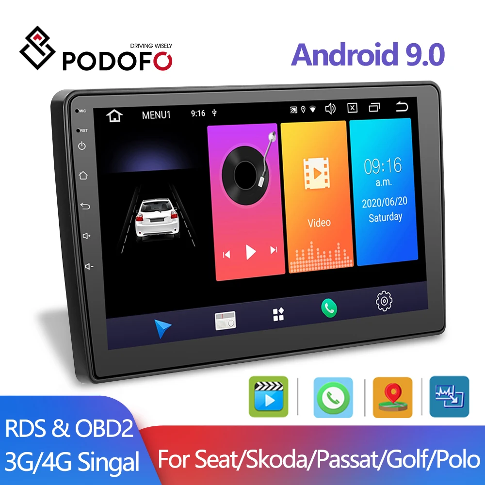 Мультимедийный видеоплеер Podofo 2DIN Android 9 0 MP5 GPS Wi Fi автомобильное радио стерео 10