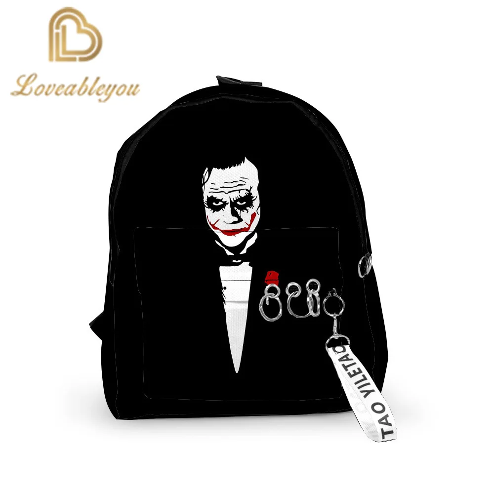 Повседневный холщовый рюкзак Joker с 3D принтом модные школьные ранцы для