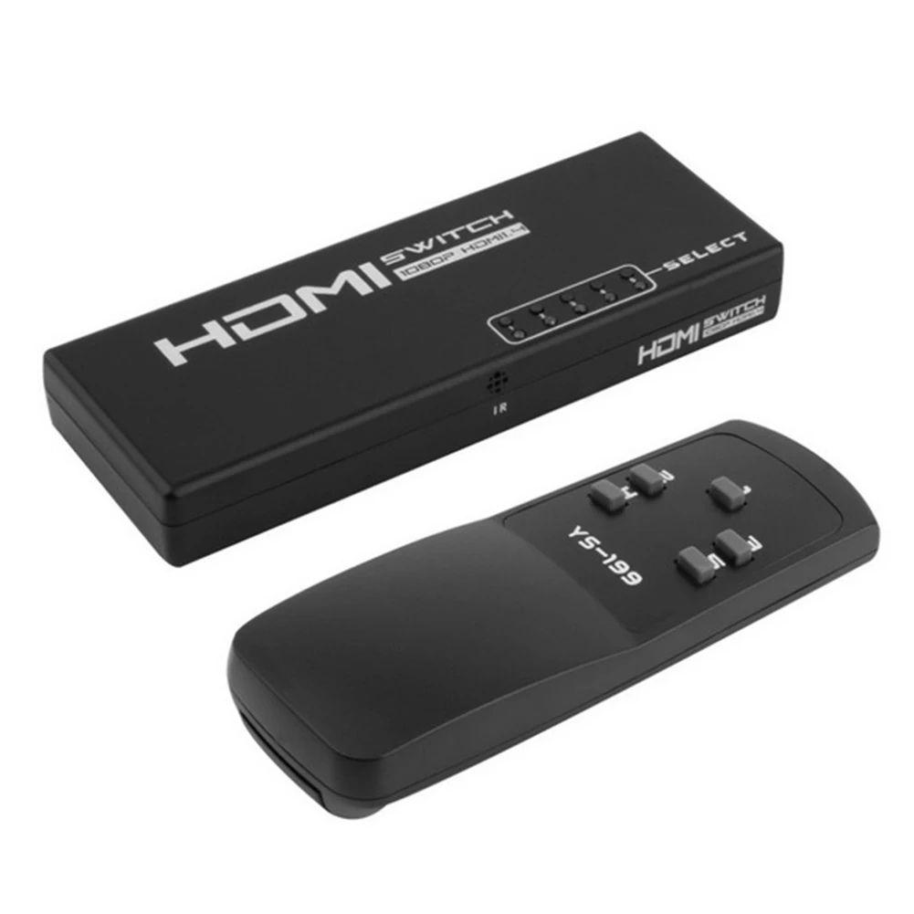 ABS HDMI с пультом дистанционного управления 5 входов 1 выходные принадлежности мини-коннектор твердая высокая скорость преобразования 1080P адаптер сплиттер DVD