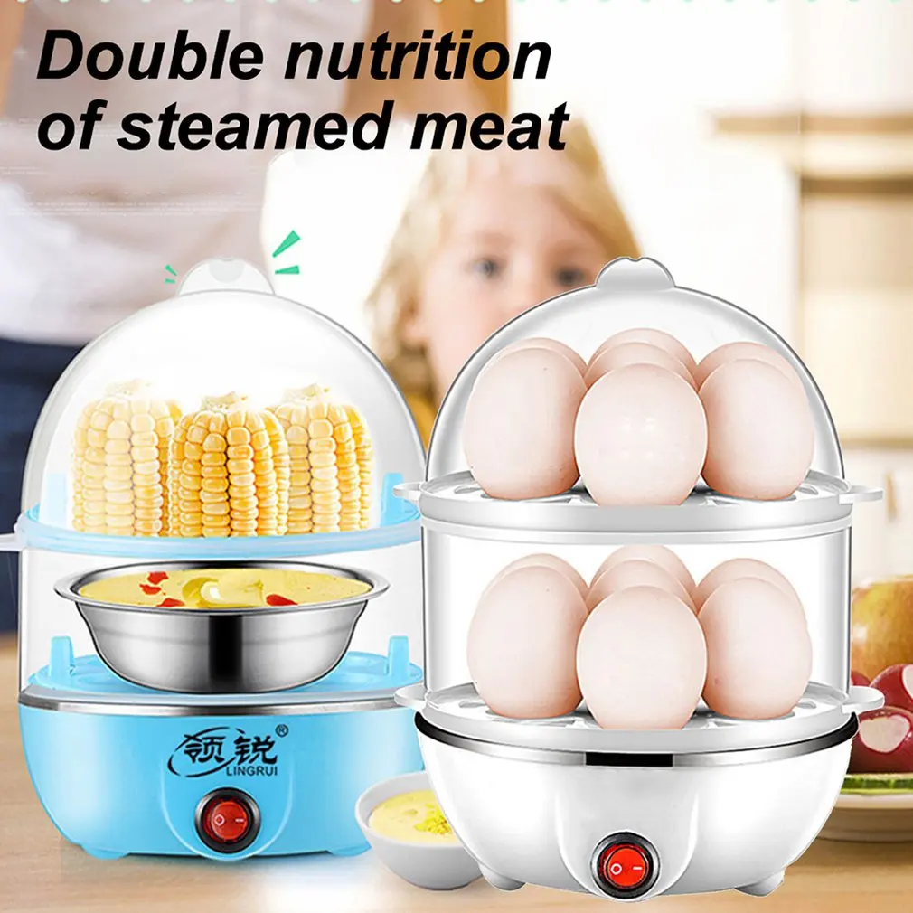 

Multifunctional Double Egg Cooker / Egg Cooker Automatic Shut Off Stainless Steel Home Small Breakfast Machine