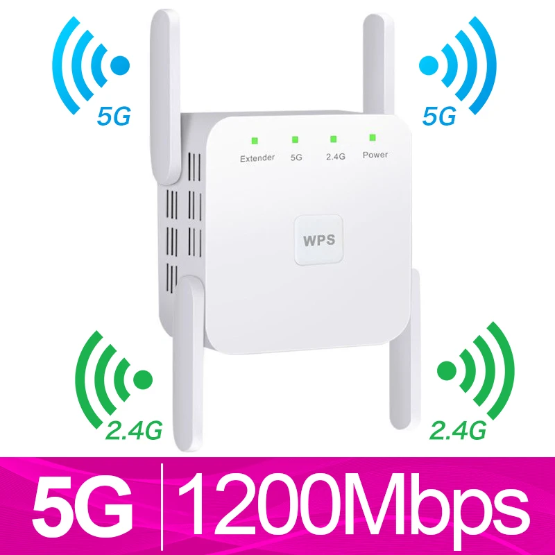 5G White Беспроводной Wi-Fi ретранслятор 5G WiFi удлинитель 1200 Мбит/с WiFi усилитель сигнала с большим диапазоном Wi-Fi усилитель сигнала 2,4G Wi-Fi Repiter точка доступа - Цвет: 5G White
