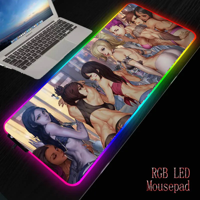 Большой игровой RGB коврик для мыши XGZ с сексуальной попой в стиле аниме девочек