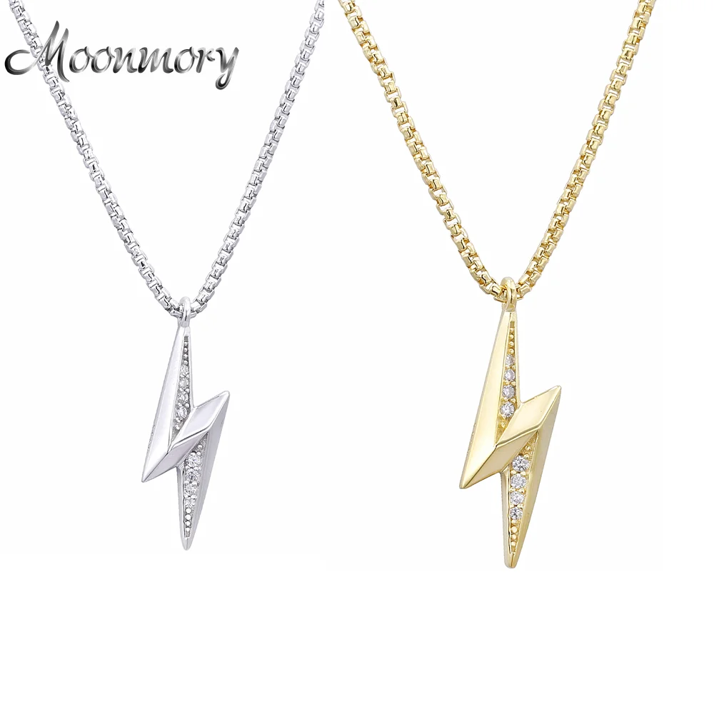 

Moonmory 925 Стерлинговое серебро подвеска с молнией ожерелье для женщин с костью поле серебряная цепочка вечерние роскошный драгоценный камень 2021 новый дизайн