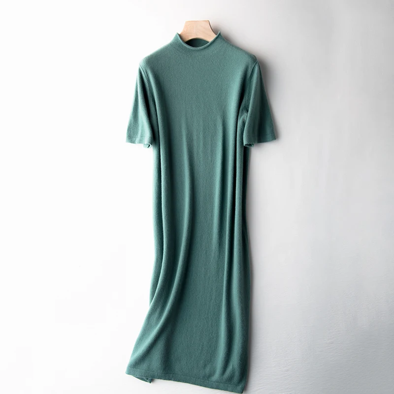 High-End Cashmere Women Casual Long Knees Dresses