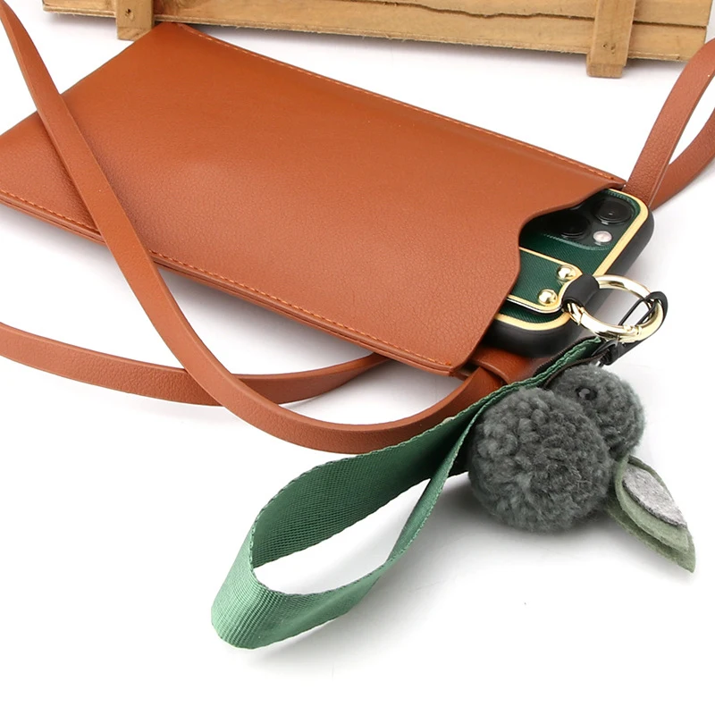 Ladies Handbag Mobile Phone Bag Crossbody Bag Fashion Women's Mobile Phone Wallet Bag PU Leather Messenger Bag Solid Color Mini Mobile Phone Holder Tote Pocket