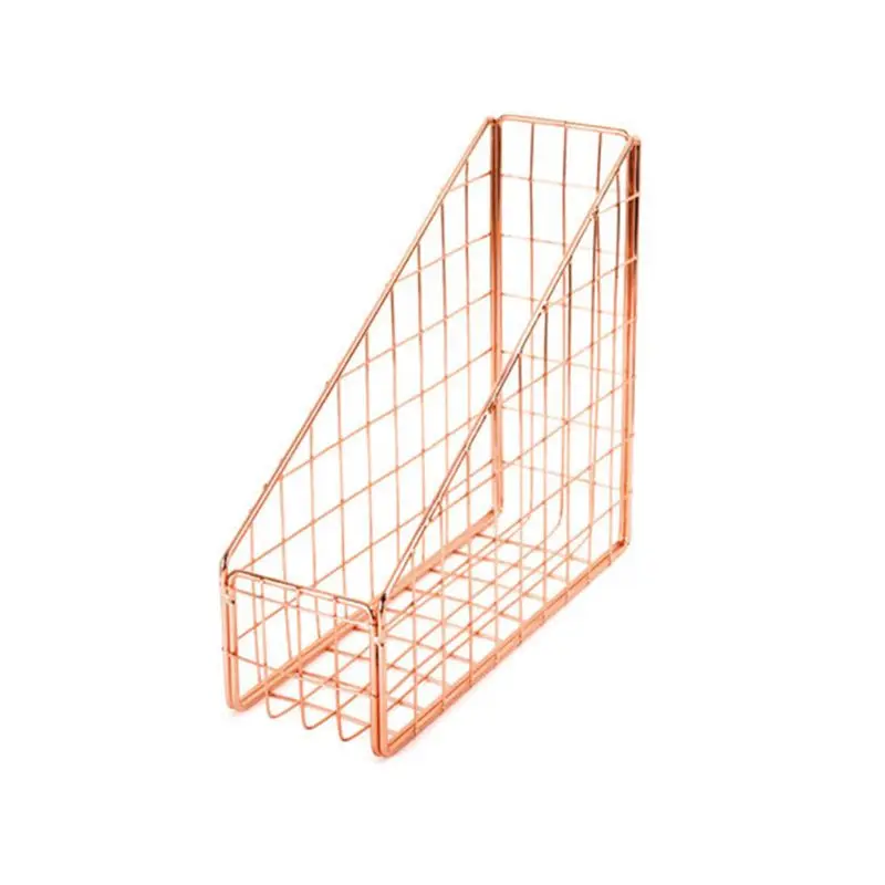 

Nordic Wrought Iron Grid File Holder Simple Single Layer Desk Shelf Book Storage H3CA