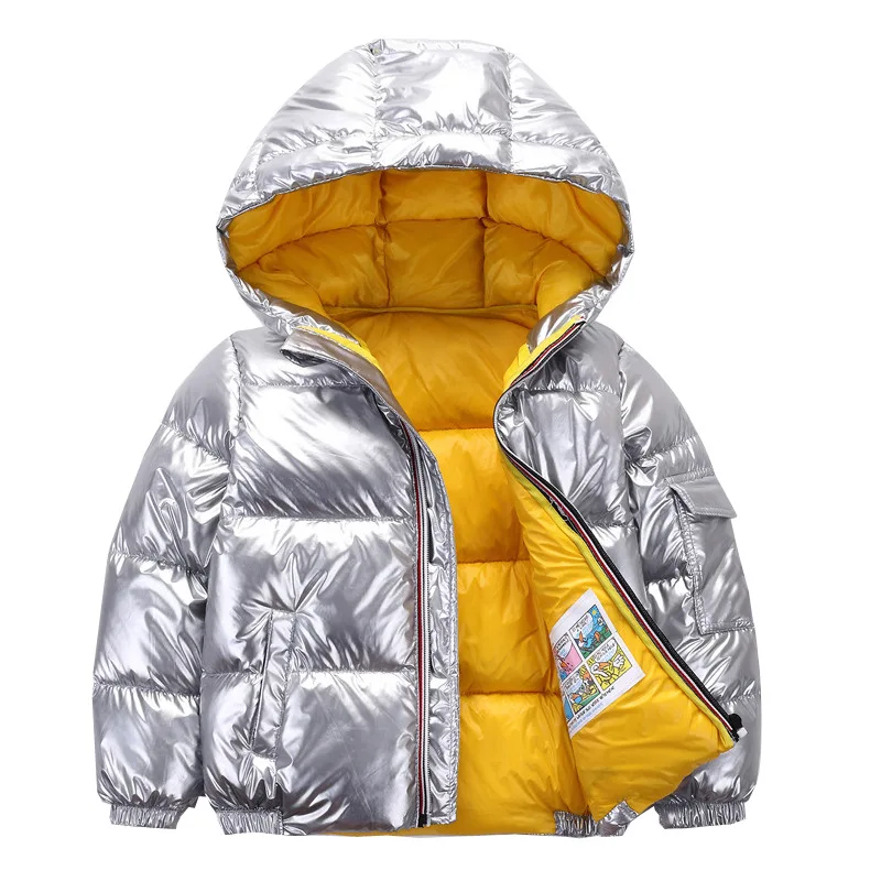 

2019 new children space silver down jacket fashion winter clothes boy and girl snow jacket high collar Mengkou Down Jackets Kids