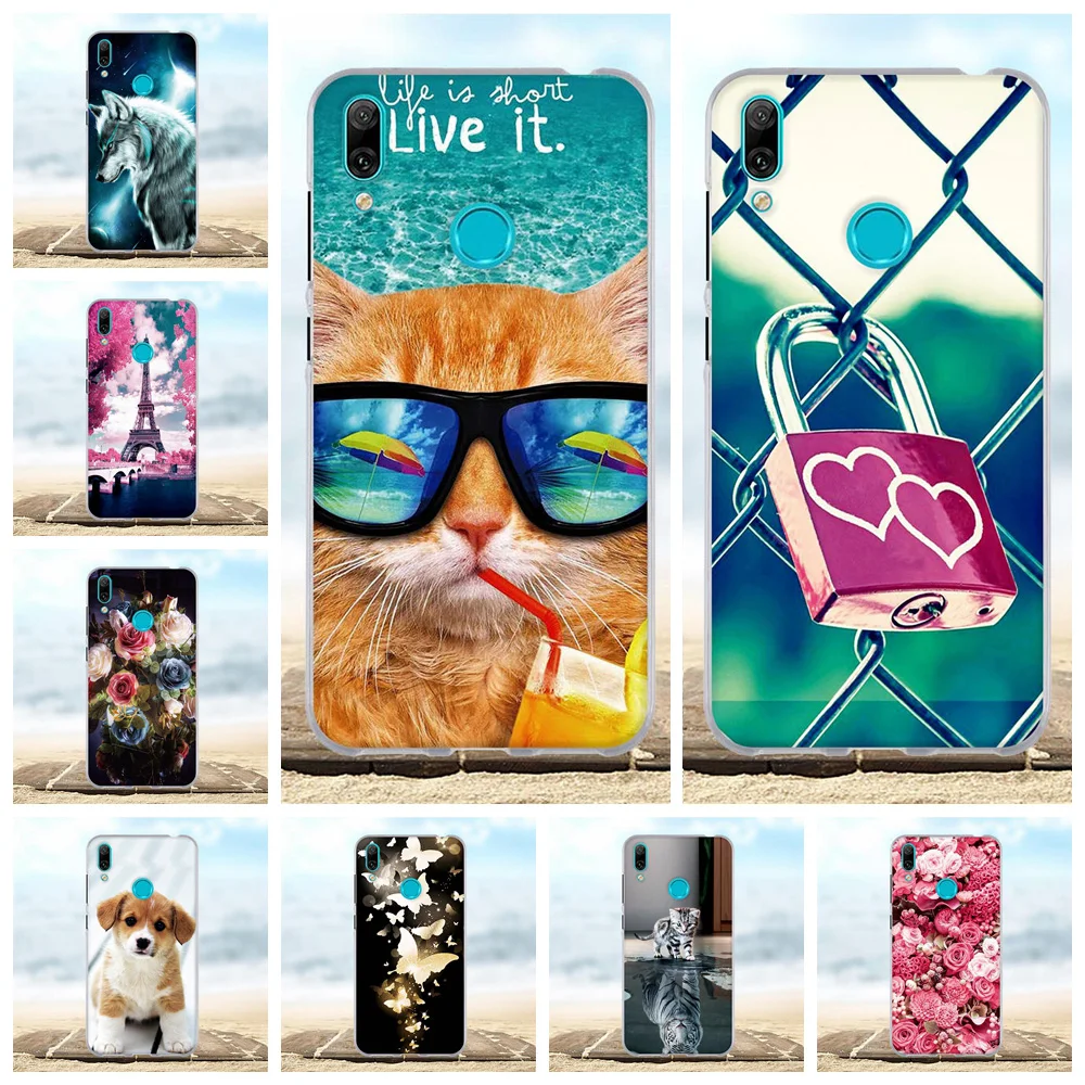 Силиконовый бампер для Huawei Y7 Prime 2019 Ультратонкий чехол с милым 3D рисунком Coque Funda