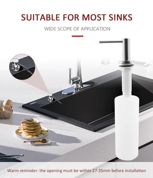 

Sink Liquid Soap Dispenser Sink Soap Dispenser 304 Solid Stainless Steel Brushed Spot Kitchen 17 OZ (500ML)Bottle