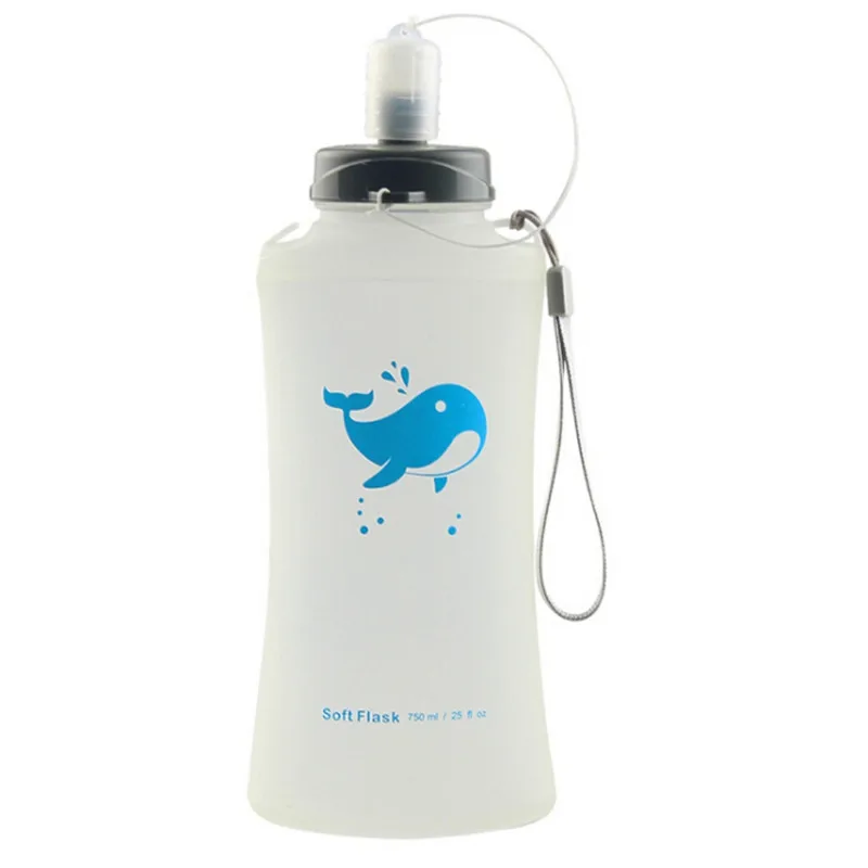

750ML Outdoor Water Bottle Portable Folding Soft Water Bottle Camping Travel Running Bottle
