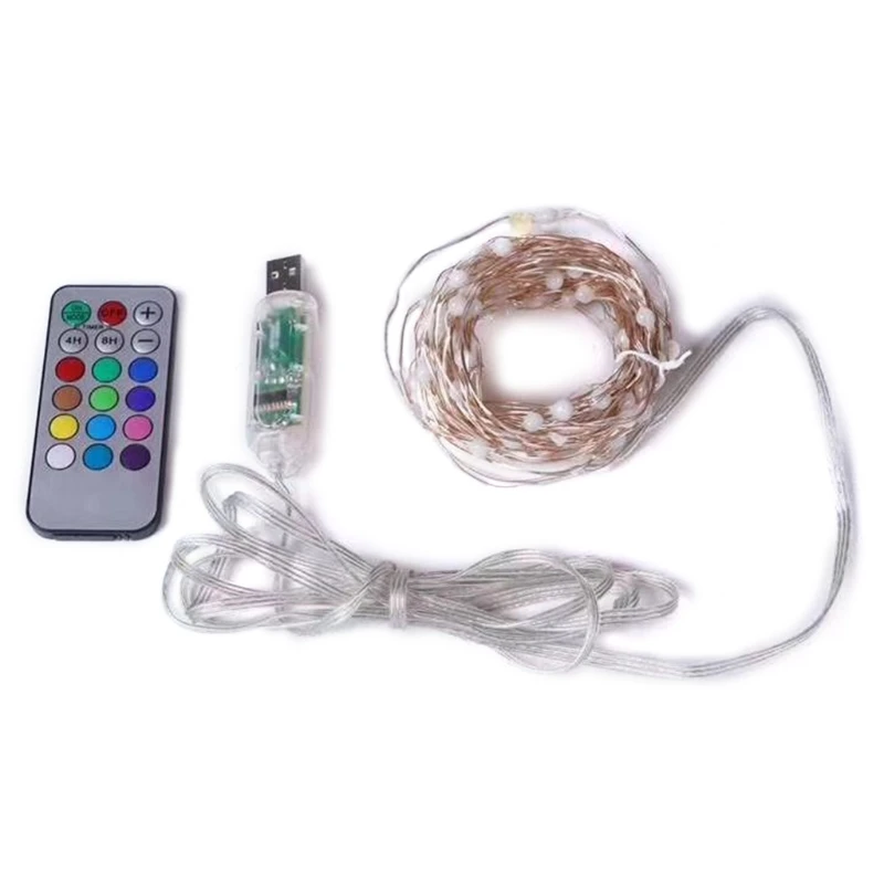 

Copper Wire Lights Remote Control USB RGB Light String for Christmas Tree Decor