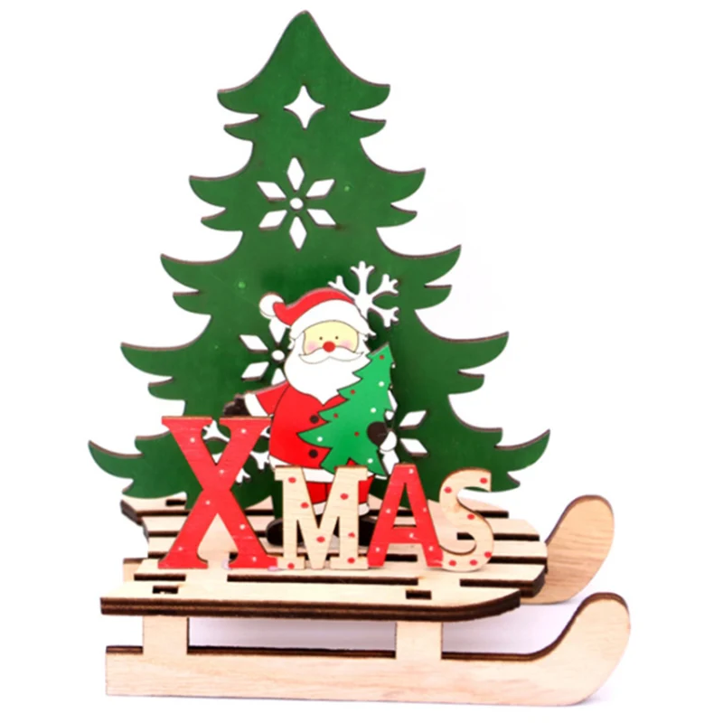 

3PC Christmas Tree Shape Wooden Pendants DIY Santa Claus/Snowman Xmas Tree Deer Ornaments Christmas Party Decoration Kids Gift