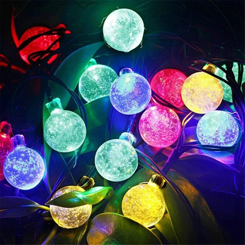 Christmas Lights Solar String Lights Crystal Balls Street Garland Waterproof Christmas Decorations Outdoor Garden for Home Decor fairy light tree