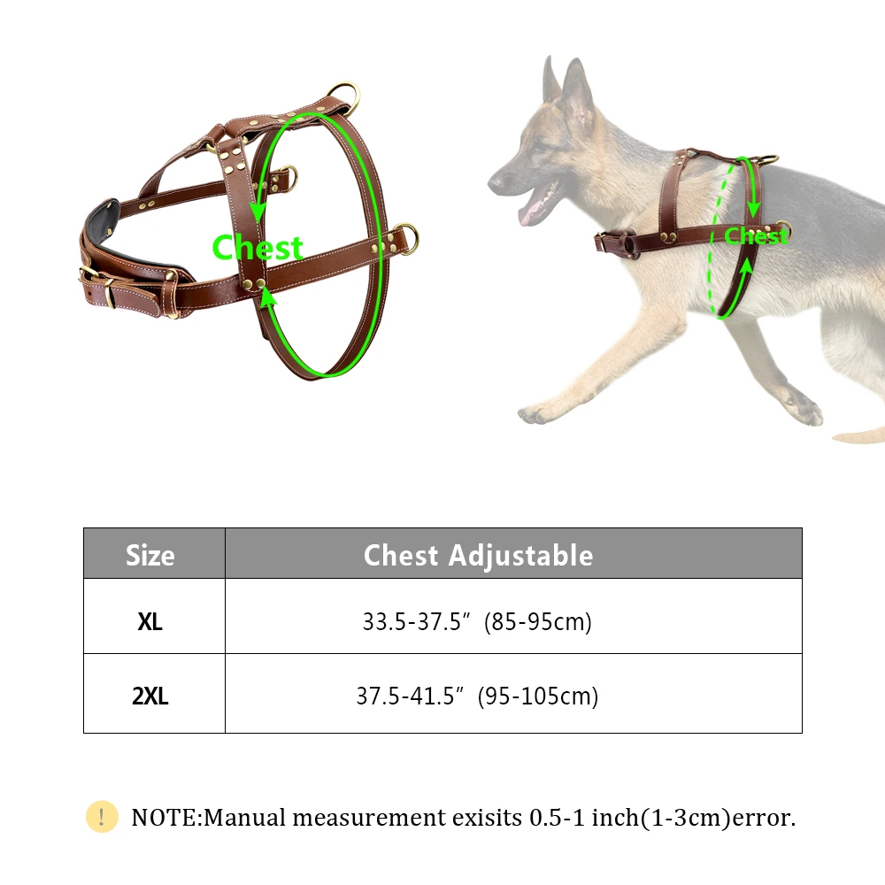 Heavy Duty Genuine Leather Dog Vest Harness Large Adjustable Pitbull Rottweiler 