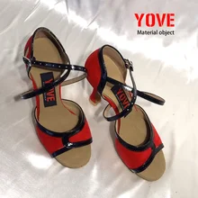 YOVE стиль LD-3052 танцевальная обувь Бачата/Сальса крытый и открытый Женская танцевальная обувь