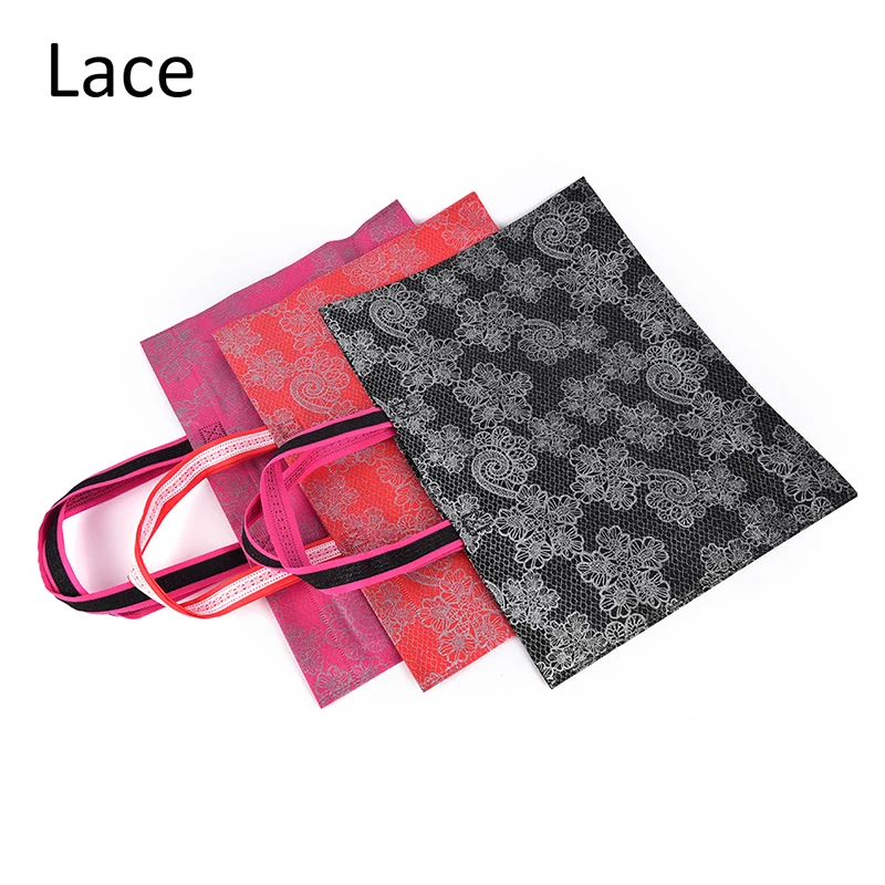 

1pcs Lace Fabric Storage Eco Reusable Shopping Bag Tote Foldable Grocery Recycle Bag
