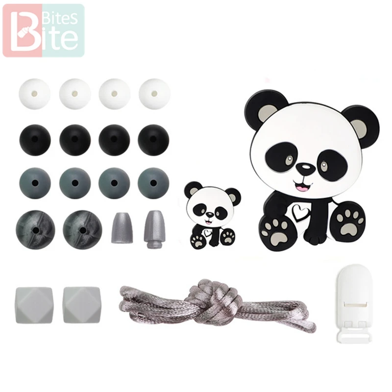 1Set Silicone Teether Wooden Beads Teething Rodent Fox Pendant DIY Necklace Infant Tooth Toys Pacifier Chain Clip Baby Products